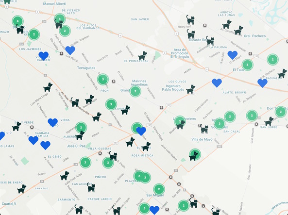 Mapa de búsquedas activas Wako